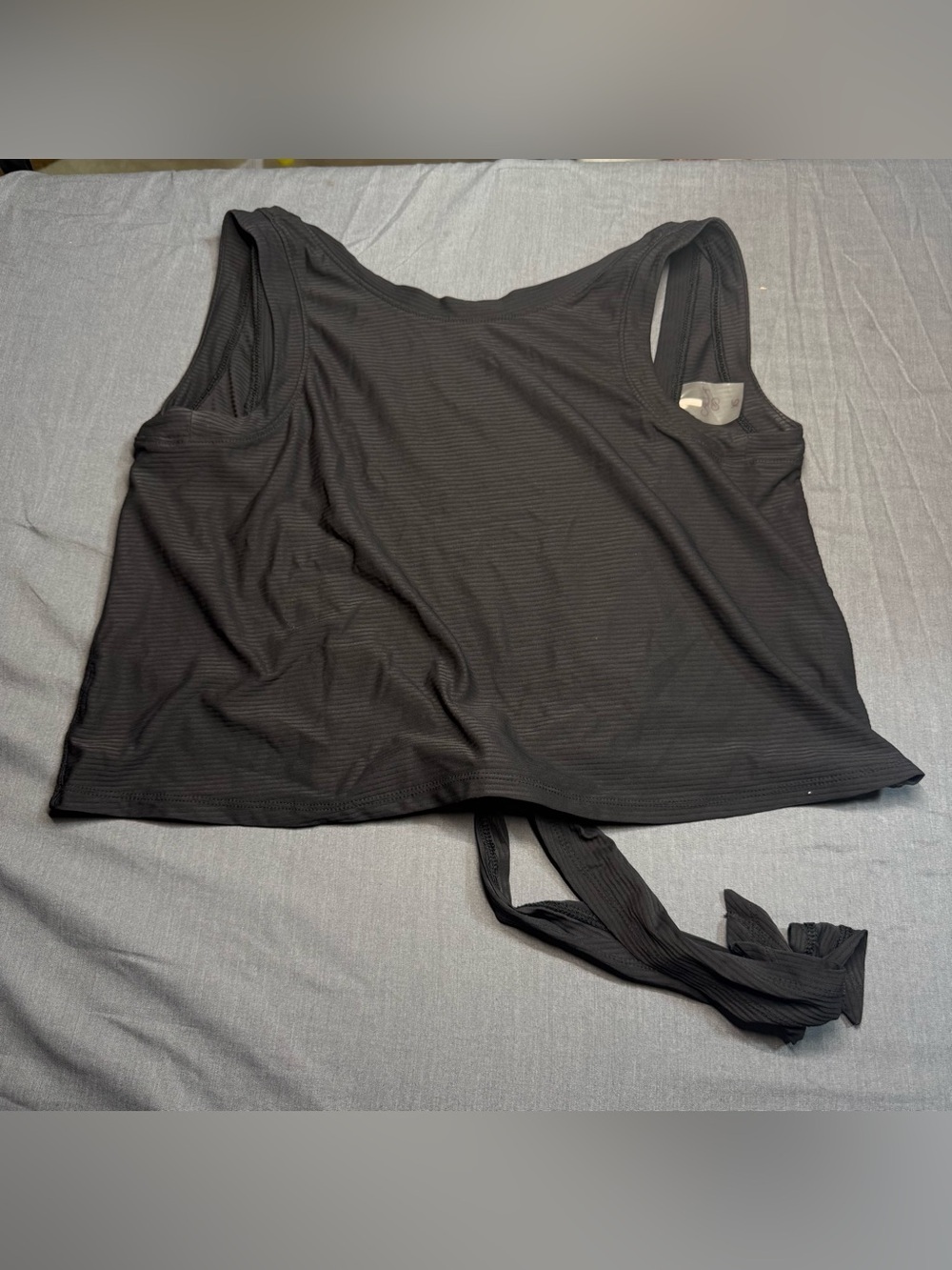 Ribbed Tie-Back Crop Tank Top in Black